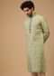 Green Handwoven Silk Printed Kurta Set