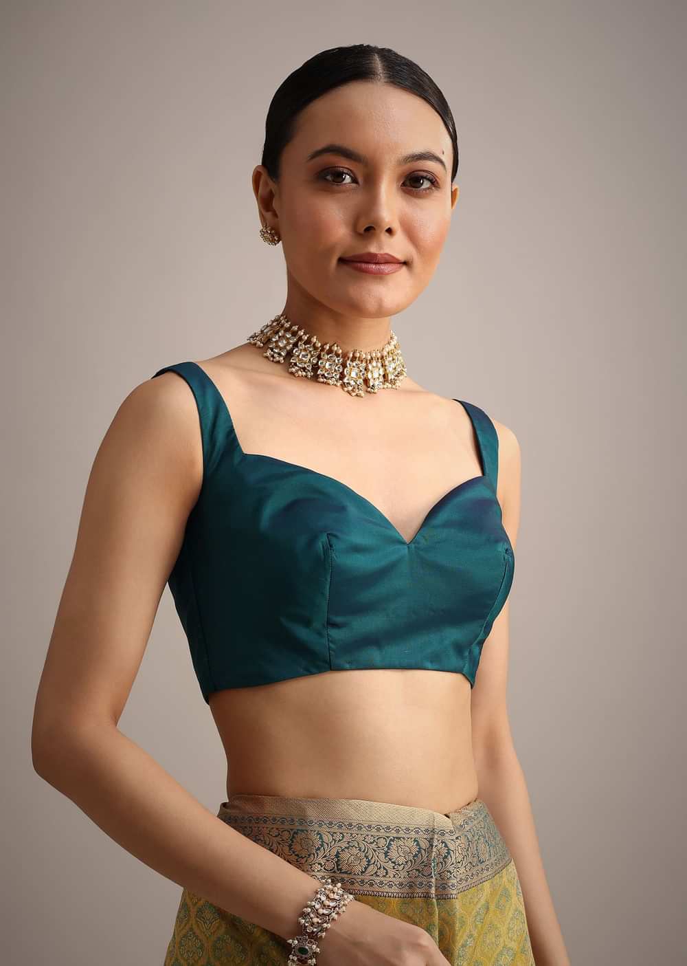 Green Kanjivaram Silk Saree With Zari Woven Work And Double Border