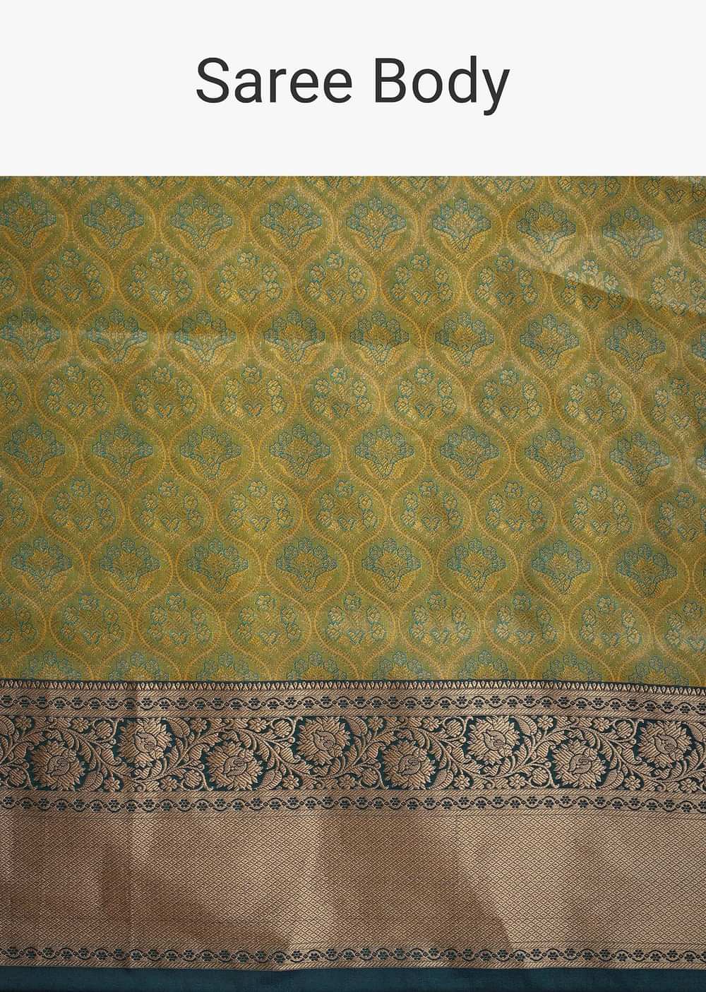 Green Kanjivaram Silk Saree With Zari Woven Work And Double Border
