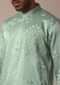 Green Linen Kurta Set With Intricate Handwork