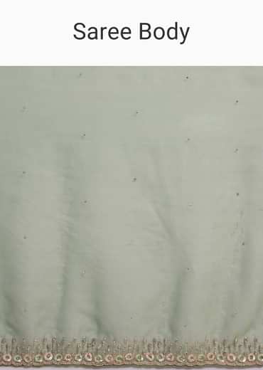 Green Organza Saree With Sequins And Cutdana Embellished Border