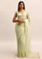 Green Organza Tissue Saree With Unstitched Blouse