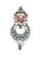 Green Oxidsed Earrings With Meenakari Detail And Floral Top