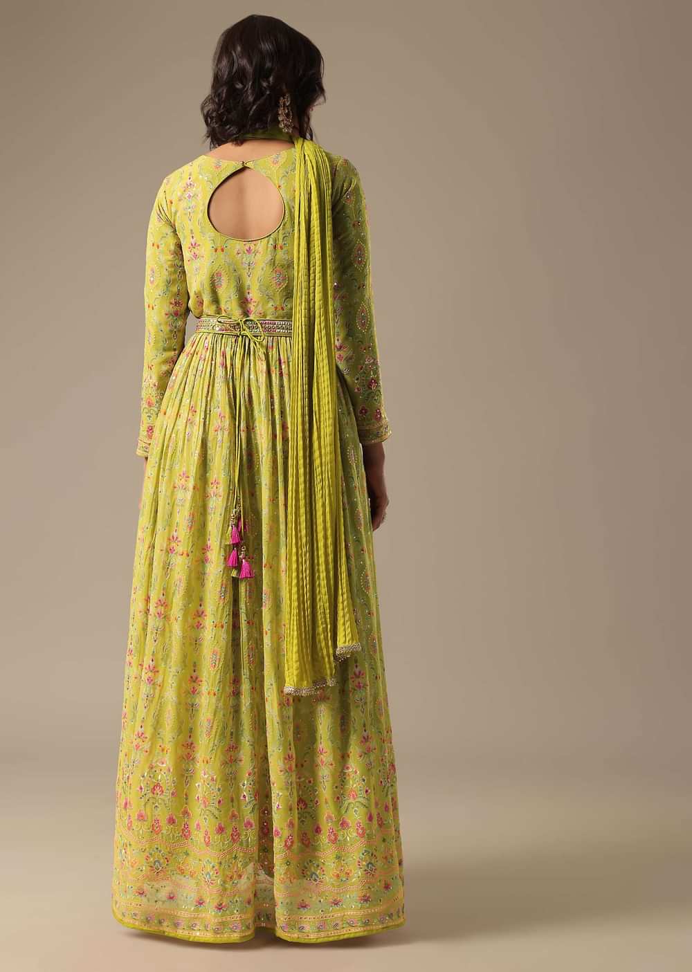 Green Pant Set With Sequin Work Kurta