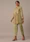 Green Printed Chiffon Kurta Set With Sequin Work