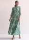 Green Printed Kurti Dress With Belt