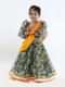 Kalki Girls Green Printed Lehenga And Blouse In Organza With Yellow Lehariya Dupatta Online - Kalki Fashion