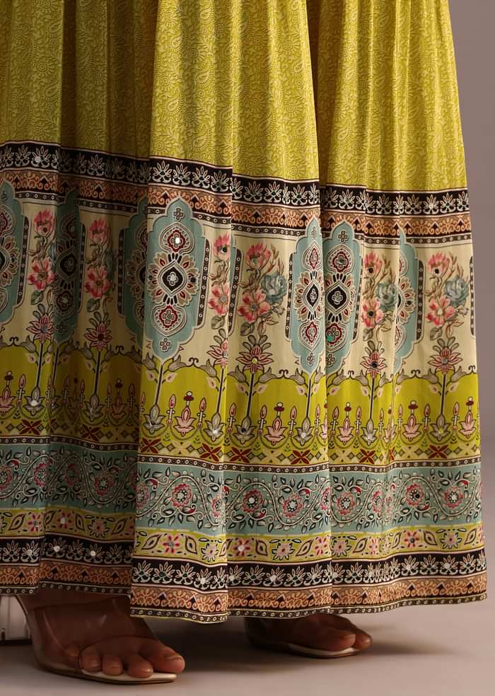 Green Printed Sharara Set With Chiffon Dupatta