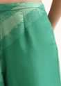 Green Printed Tussar Crop Top And Palazzo Set