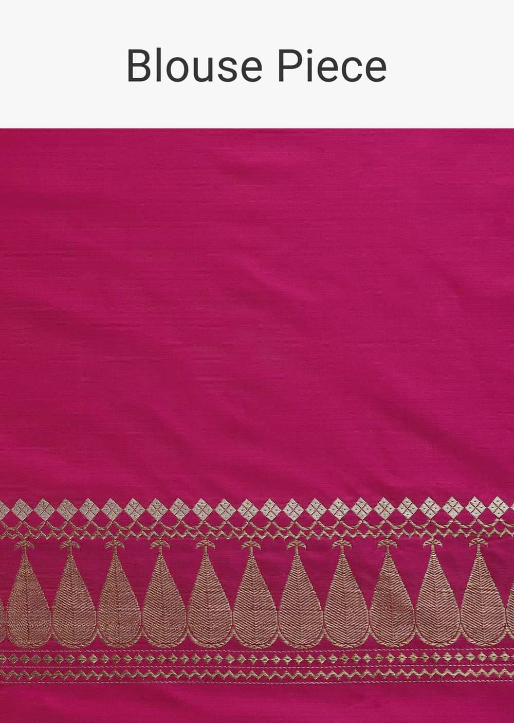 Green & Rani Pink Handloom Banarasi Saree In Katan Silk With Fancy Border And Unstitched Blouse