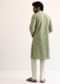 Green Rayon Sequin Embroidered Kurta Set For Men
