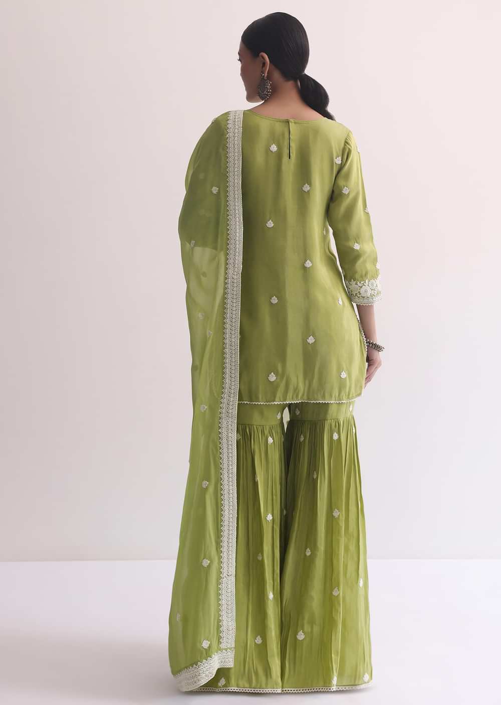 Grey Sequin Embroidered Sharara Set
