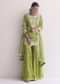 Green Organza Sharara Set In Threadwork