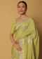 Green Saree In Dola Silk With Gota Work Pallu And Unstitched Blouse Fabric