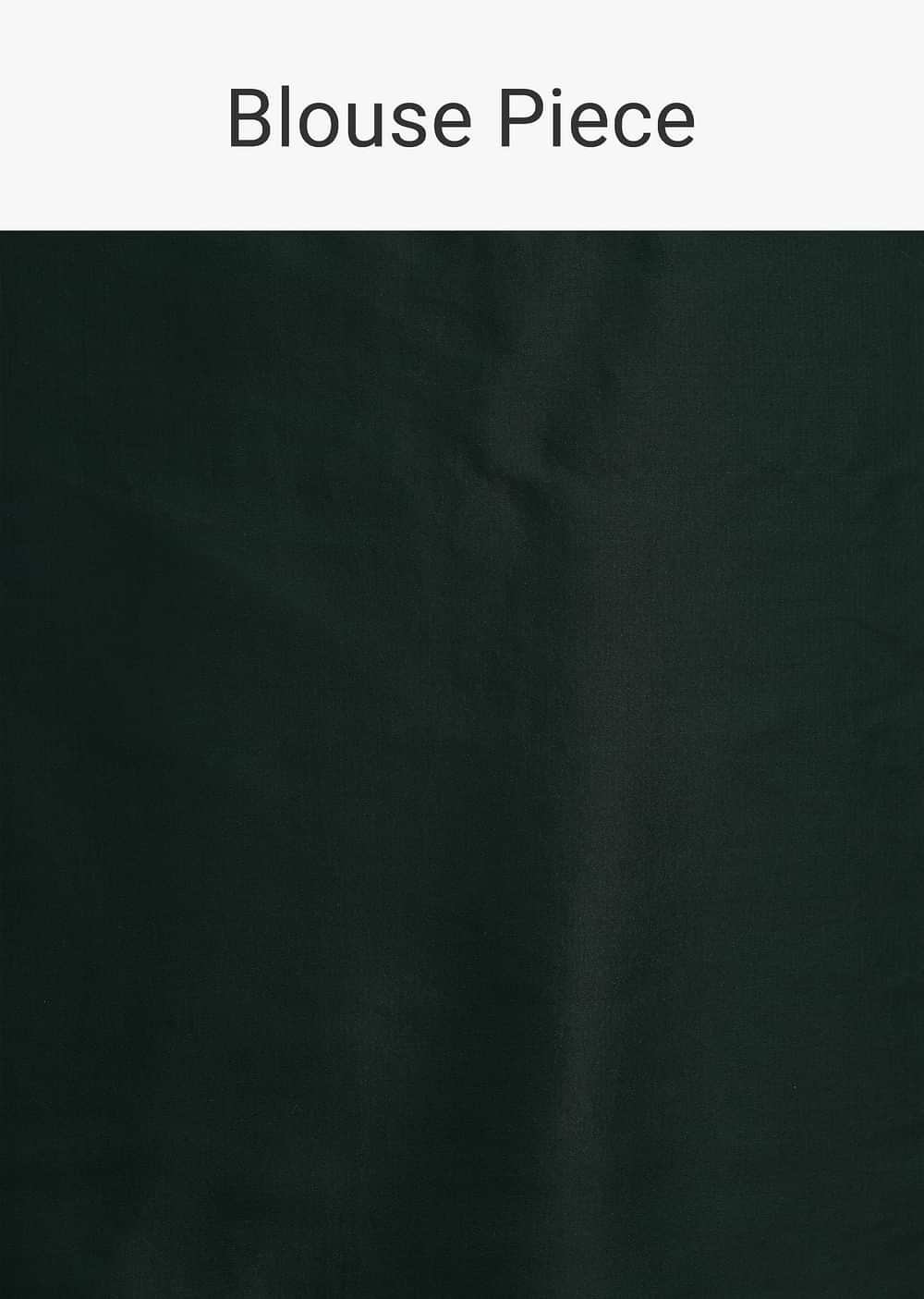 Green Saree In Organza With Lace Border And Unstitched Blouse Piece