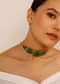 Green Semi Precious Stone Embellished Choker In Floral Motif