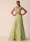 Green Sequin Work Blouse And Skirt Set