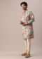 Green Silk Kurta And Churidar Set With Floral Prints