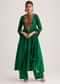 Green Silk Kurta Set With Resham Embroidery And Textured Dupatta