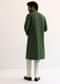 Green Silk Mirror Embroidered Kurta Set For Men