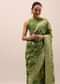 Green Silk Saree In Butta Work With Unstitched Blouse