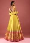 Canary Yellow Sleeveless Blouse With Colourful Stone Embellishments Paired With A Flowy Skirt