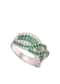 Green Swarovski Stone Criss-Cross Ring In 92.5 Sterling Silver