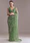 Green Tissue Saree With Jaal And Sequin Embroidery