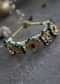 Green Toned Gold Plated Kundan Paunchi Bracelet In Silver Alloy