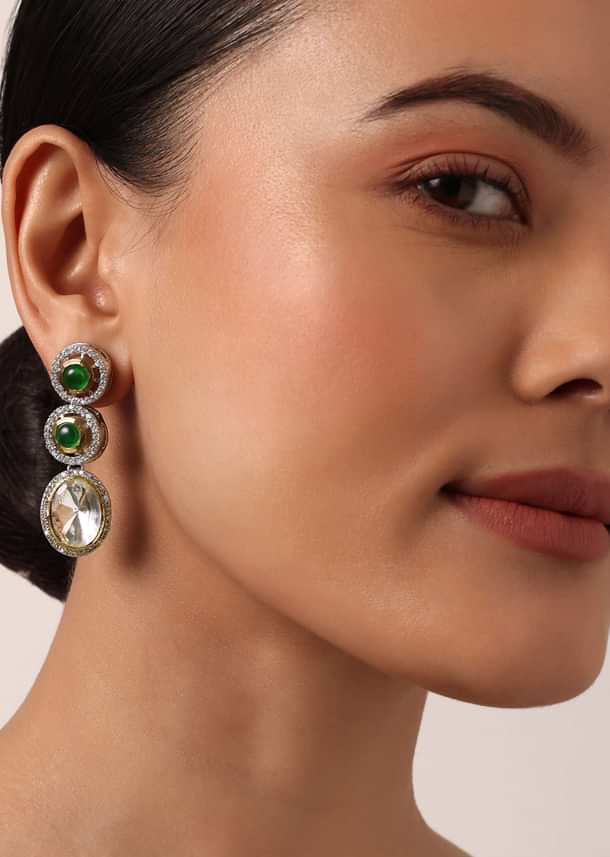 Green Two Layered Polki Necklace Set