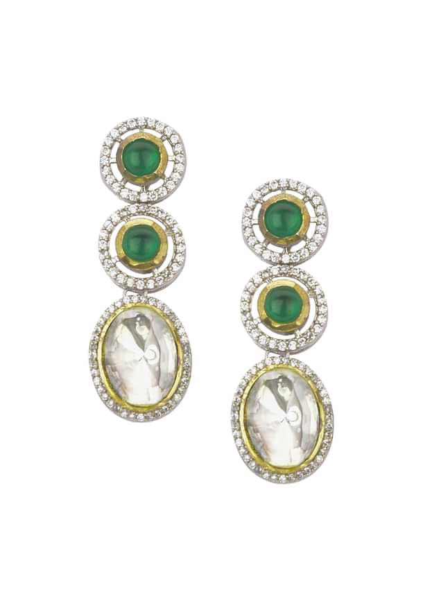 Green Two Layered Polki Necklace Set