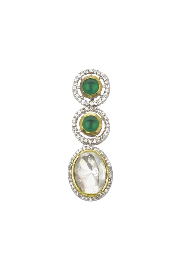 Green Two Layered Polki Necklace Set