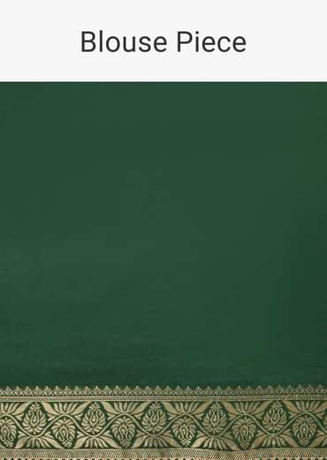 Green Woven Silk Saree With Bandhani Detail And Unstitched Blouse Piece