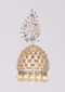 Grey And Gold Plated Jhumkas With Crystals And Dangling Pearls Online - Kalki Fashion