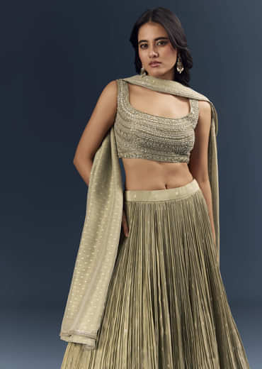 Grey Banarasi Silk Bridesmaid Lehenga With Intricate Hand Embroidery