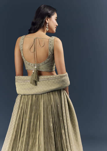 Grey Banarasi Silk Bridesmaid Lehenga With Intricate Hand Embroidery