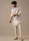 Grey Bundi And Asymmetric Kurta Set In Silk