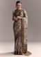 Grey Cotton Hand Painted Saree With Contrast Border