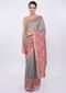 Grey cotton silk saree with brocade border and pallo only on Kalki