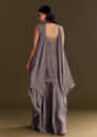 Grey Crepe Kurta Sharara With Net Choker Dupatta