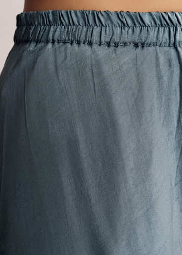 Grey Dola Silk Kaftaan Indowestern Suit With Zardosi Work