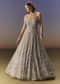Grey Gown Off Shoulder With Silver Embroidery
