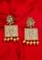Grey kundan earring with meenakari work