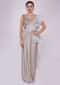 Grey Saree In Lycra With Draped Pleats And Ruffled Organza Pallo Online - Kalki Fashion