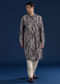Grey Moti Embroidered Mens Kurta and Pant Set