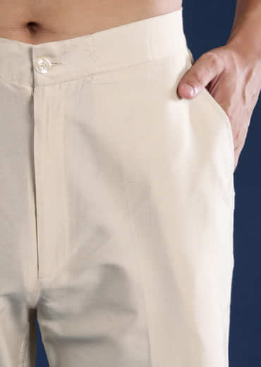 Grey Moti Embroidered Mens Kurta and Pant Set