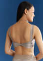 Grey Organza Tissue Saree With Embellished Scallop Border