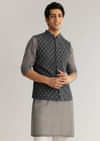 Grey Silk Cutdana Sequins Kurta Jacket Set
