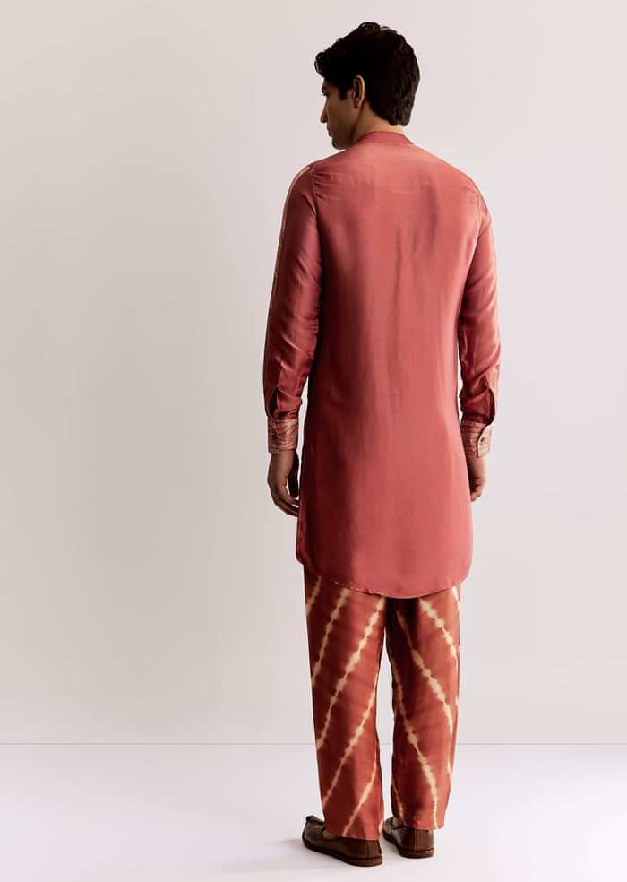 Grey Silk Ajrakh Printed Kurta Set