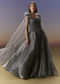 Grey Sleeveless Gown With Soft Net Trail And Shimmer